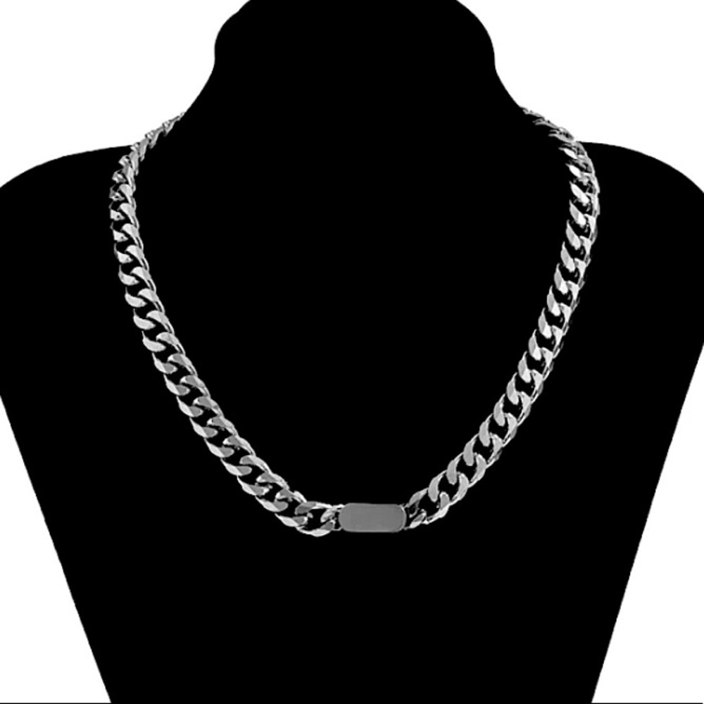 Stainless Steel Cuban Chain Link Necklace Bracelet Matching Set - Picture 9 of 10